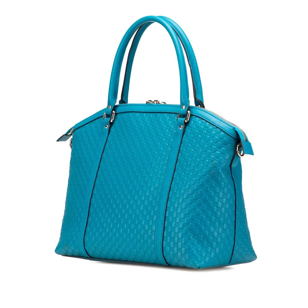 Gucci Large Microguccissima Dome Satchel Blue Leather Good - Back View