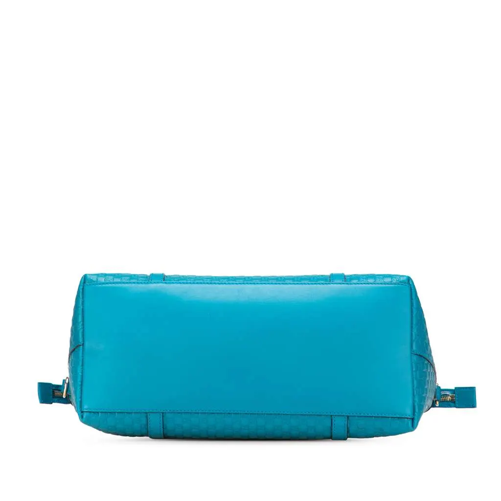 Gucci Large Microguccissima Dome Satchel Blue Leather Good - Inside View