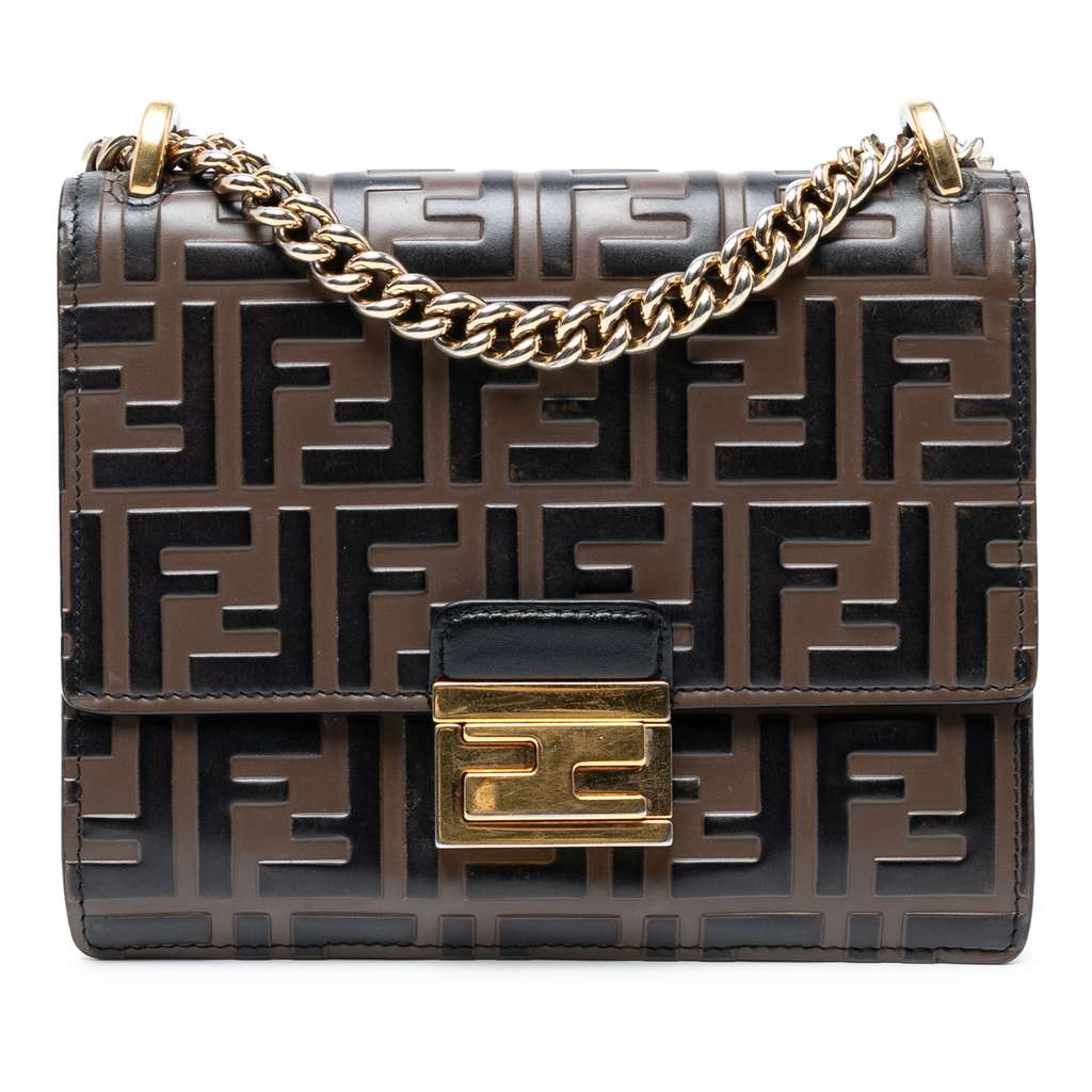 Fendi Small Zucca Embossed Leather Kan U Crossbody