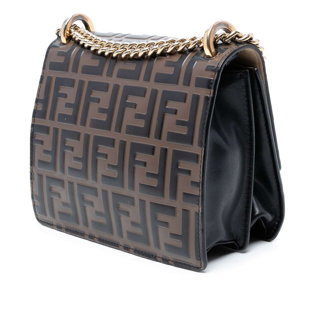 Fendi Small Zucca Embossed Leather Kan U Crossbody - Back view