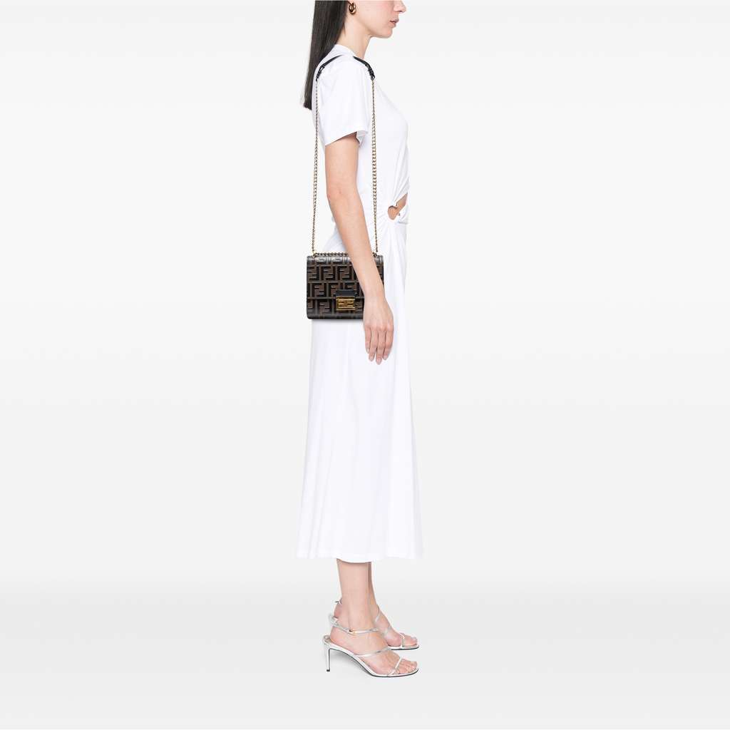 Fendi Small Zucca Embossed Leather Kan U Crossbody - Detail 2