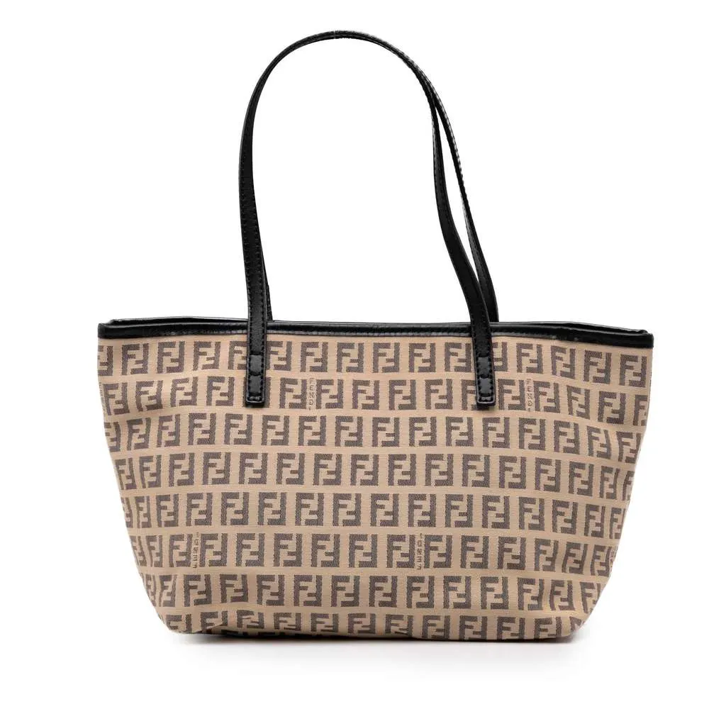 Fendi Zucchino Canvas Tote Brown Canvas Good - Front View