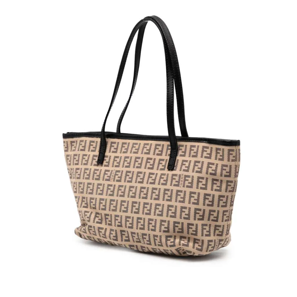 Fendi Zucchino Canvas Tote Brown Canvas Good - Back View