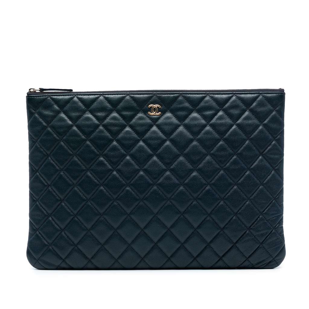 Chanel Large Quilted Caviar O Case Clutch