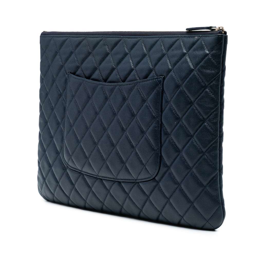 Chanel Large Quilted Caviar O Case Clutch - Back view