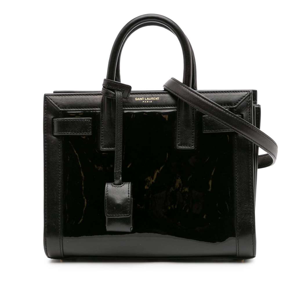Saint Laurent Nano Patent and Calfskin Sac de Jour Satchel