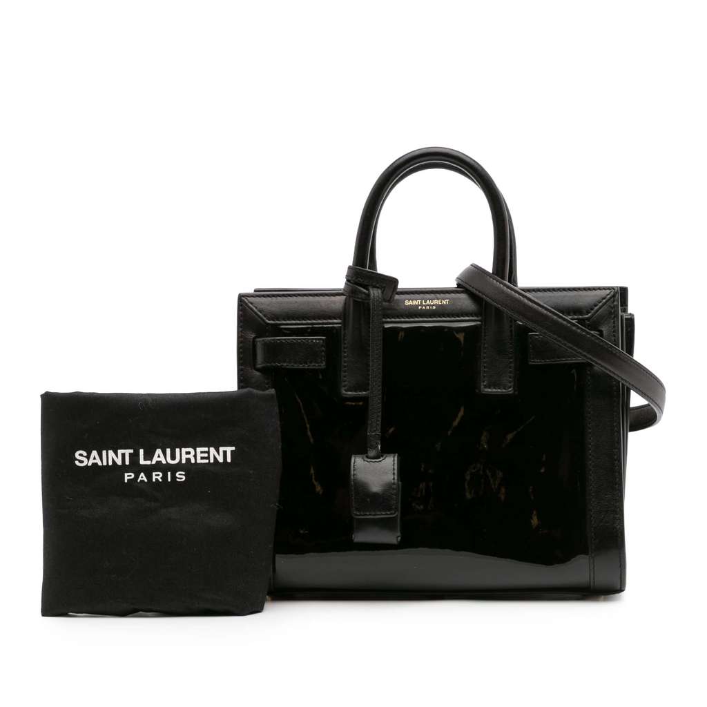 Saint Laurent Nano Patent and Calfskin Sac de Jour Satchel - Image 12