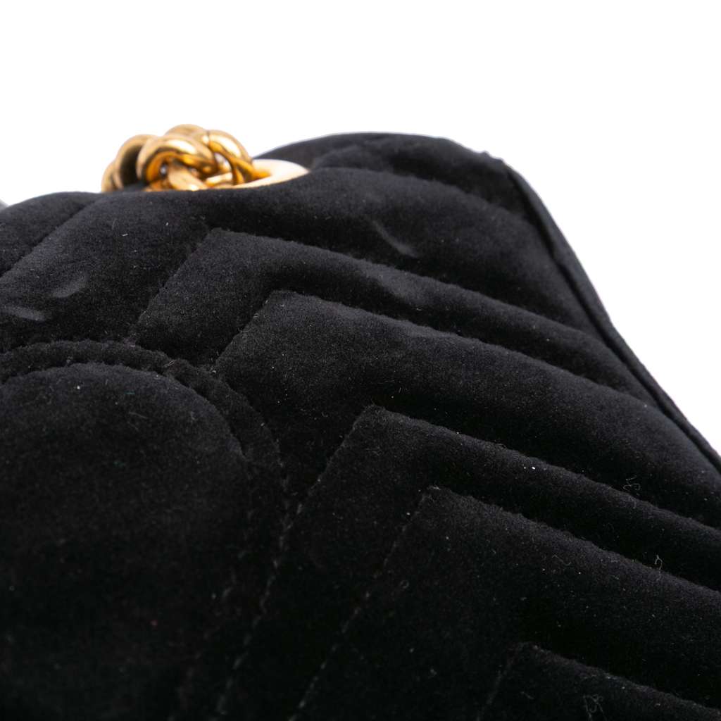 Gucci Small GG Marmont Matelasse Velvet Shoulder Bag - Image 11