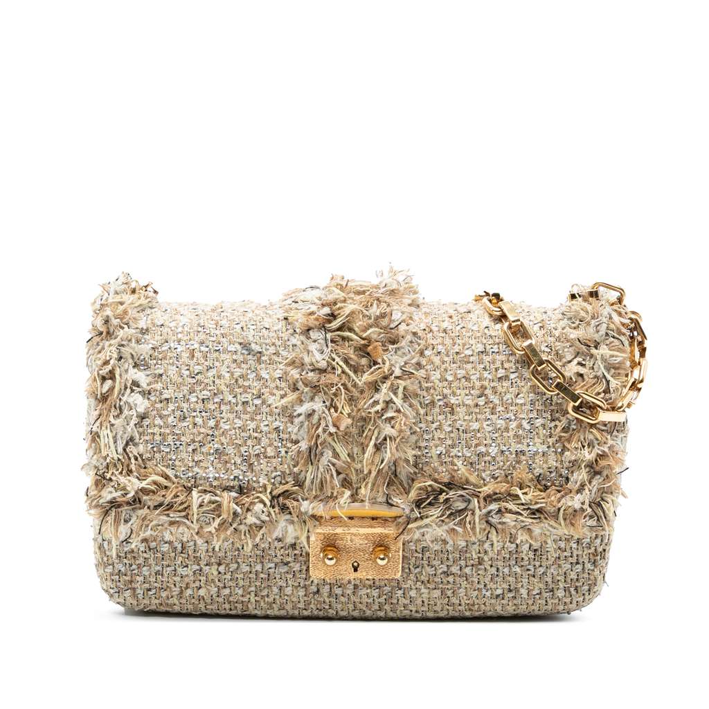 Dior New Rock Tweed and Rhinestones Chain Shoulder Bag