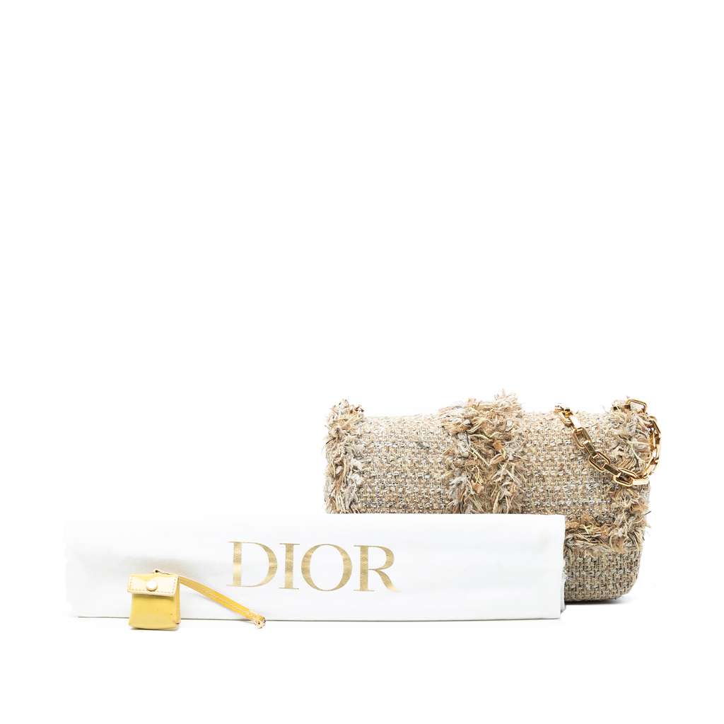 Dior New Rock Tweed and Rhinestones Chain Shoulder Bag - Image 11