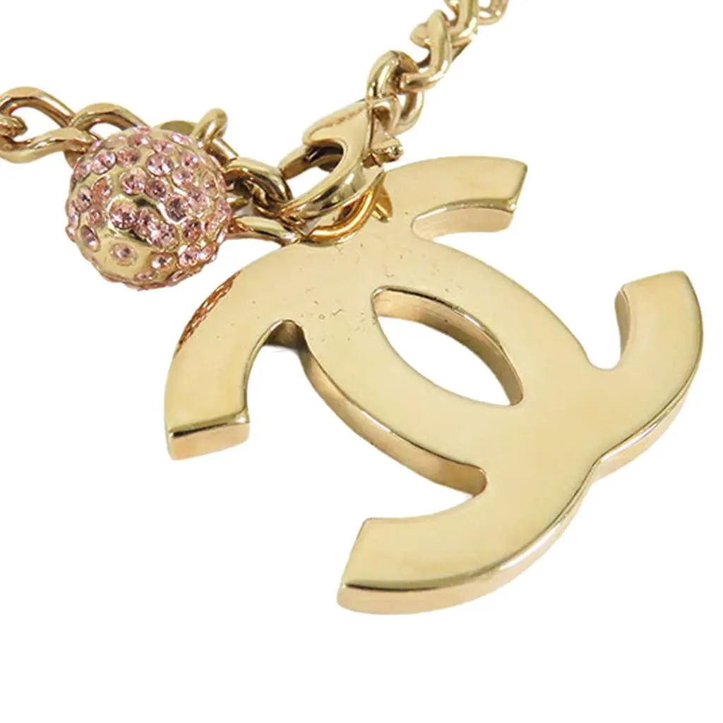 Chanel Gold Plated CC Rhinestones Charm Bracelet Gold Metal Very good - Inside View