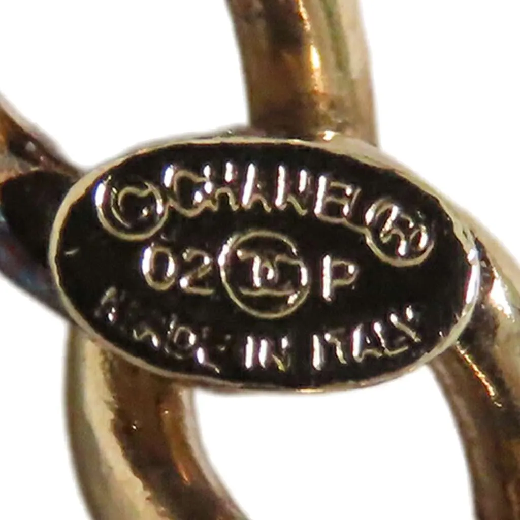 Chanel Gold Plated CC Rhinestones Charm Bracelet Gold Metal Very good - Model View