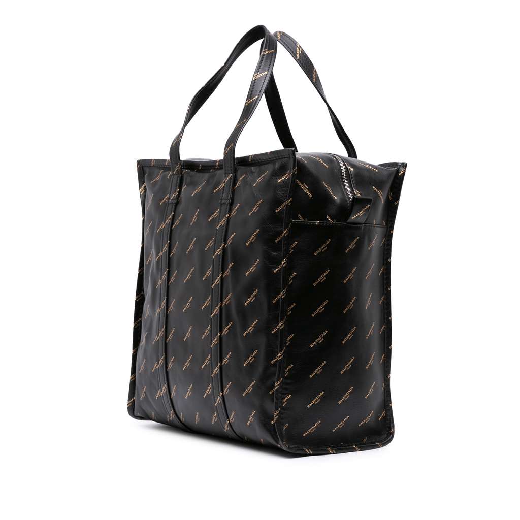 Balenciaga M Lambskin Allover Logo Bazar Shopper Satchel - Back view
