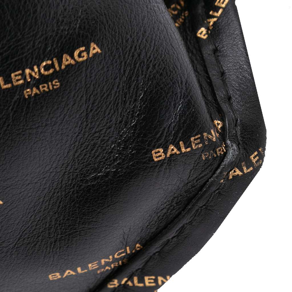 Balenciaga M Lambskin Allover Logo Bazar Shopper Satchel - Image 13