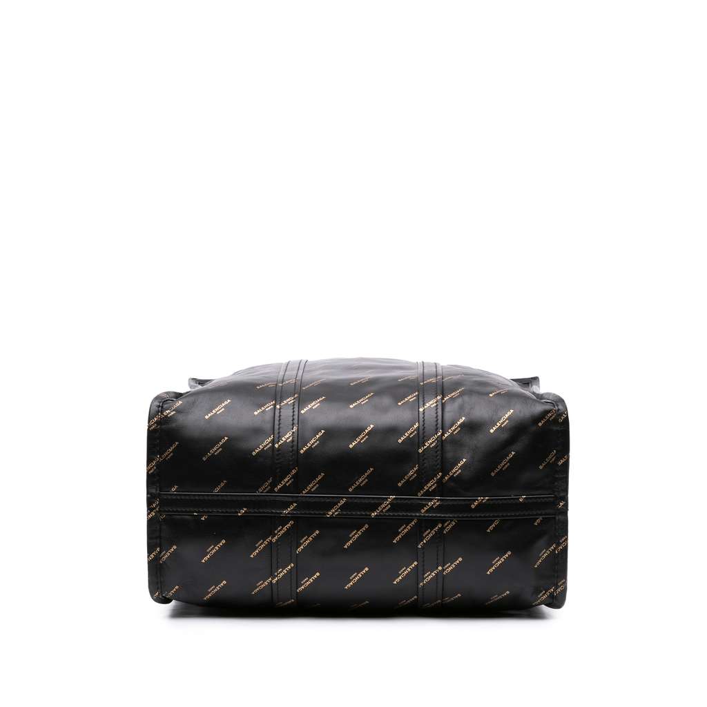 Balenciaga M Lambskin Allover Logo Bazar Shopper Satchel - Image 6