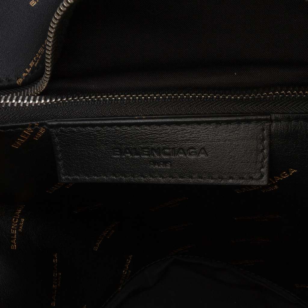 Balenciaga M Lambskin Allover Logo Bazar Shopper Satchel - Side view