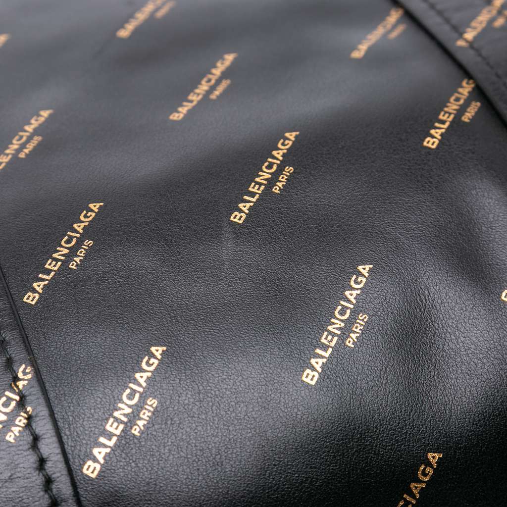Balenciaga M Lambskin Allover Logo Bazar Shopper Satchel - Image 10