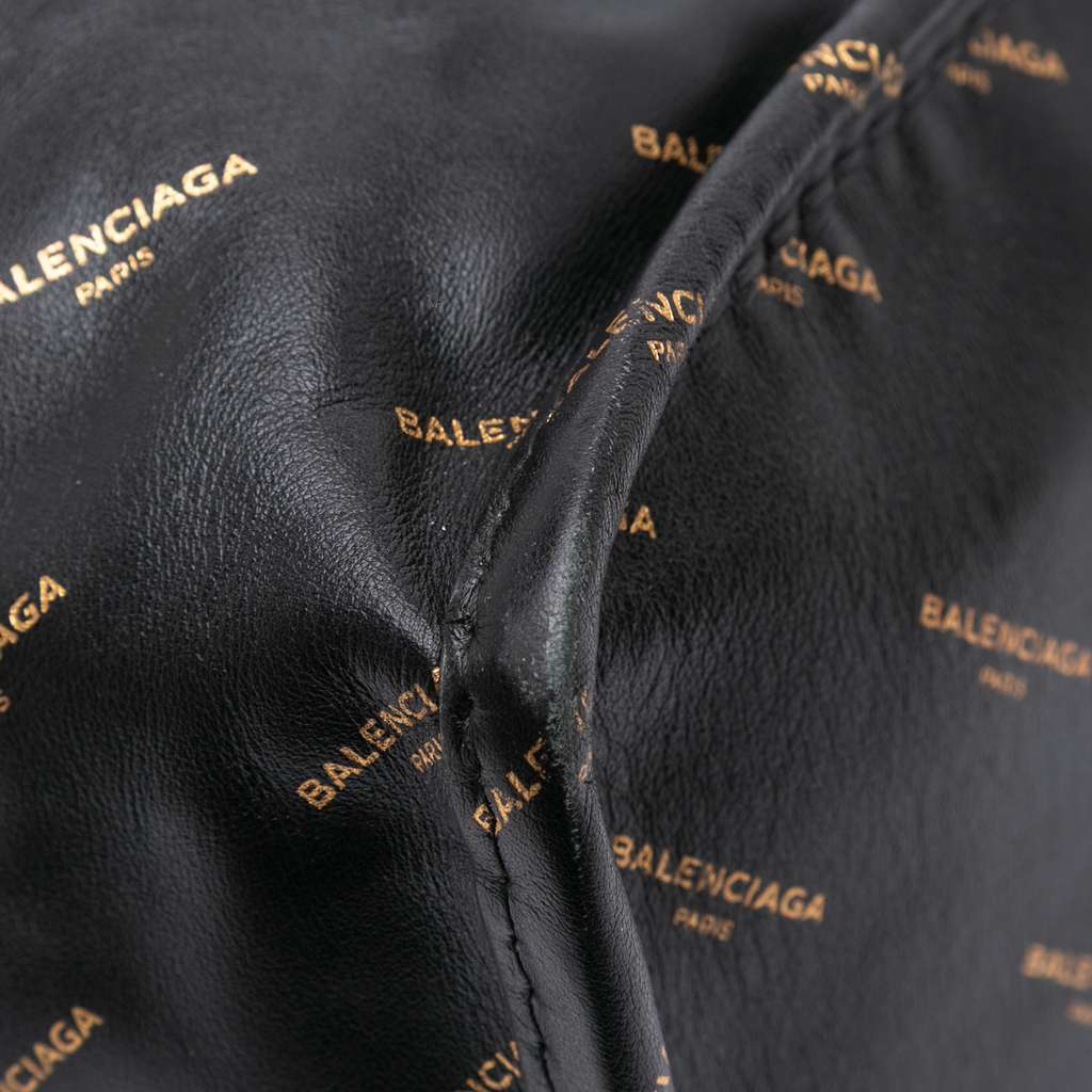 Balenciaga M Lambskin Allover Logo Bazar Shopper Satchel - Image 11