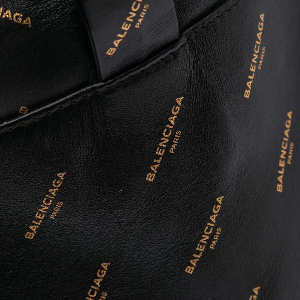 Balenciaga M Lambskin Allover Logo Bazar Shopper Satchel - Image 12