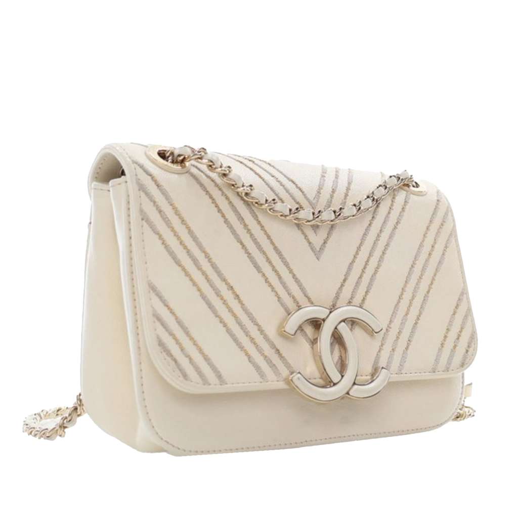 Chanel Small CC Chevron Sheepskin Subtle Flap - Back view