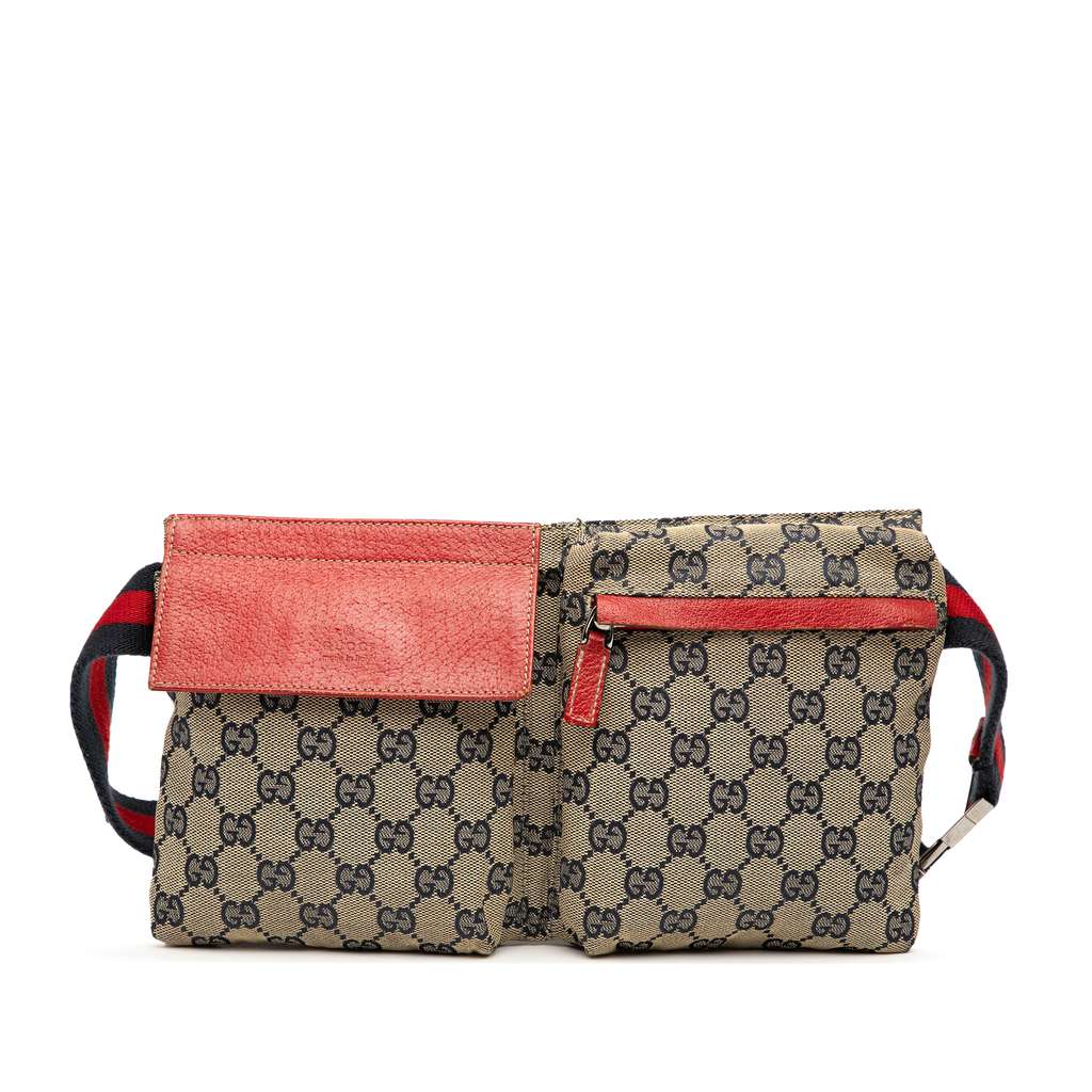 Gucci GG Canvas Web Double Pocket Belt Bag