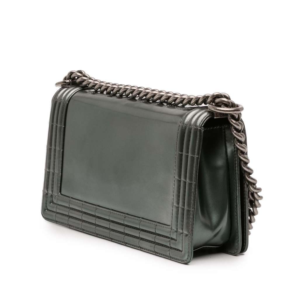 Chanel Old Medium Metallic Lambskin Boy Reverso Flap - Back view