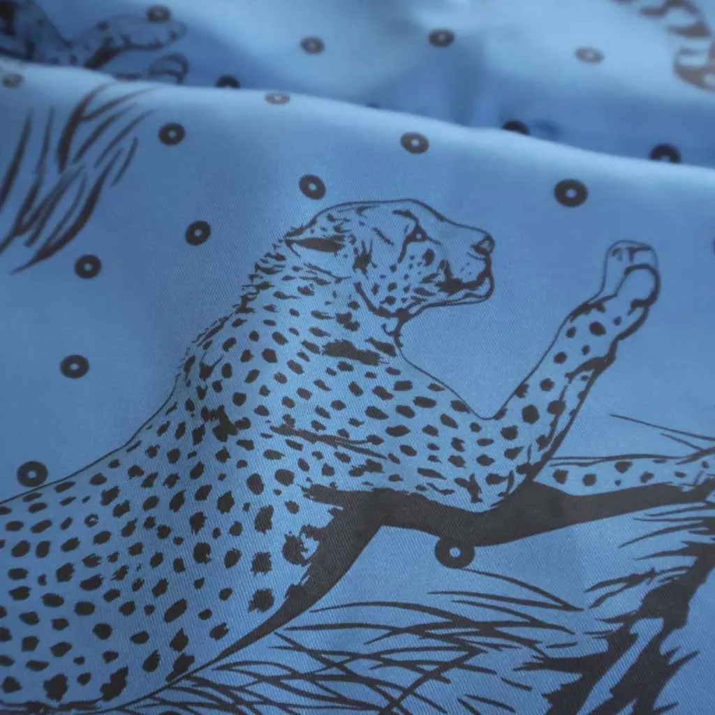 Hermès Guepards Bandana Double Face Silk Scarf Blue Silk Good - Box View