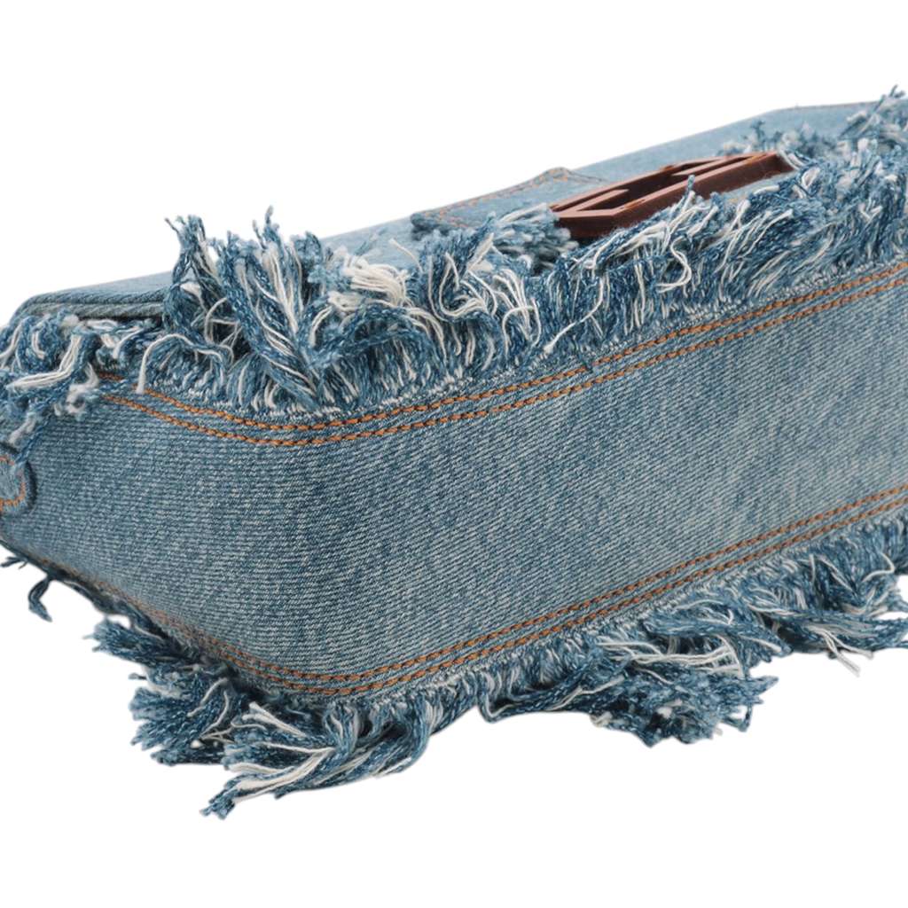 Fendi Frayed Denim Baguette Satchel - Detail 1