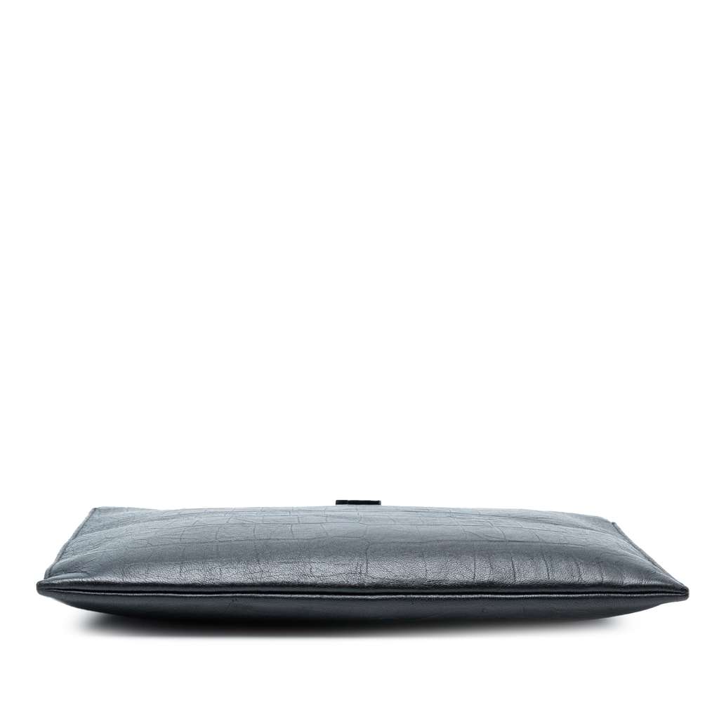 Saint Laurent Croc Embossed Monogram Zip Pouch - Image 6