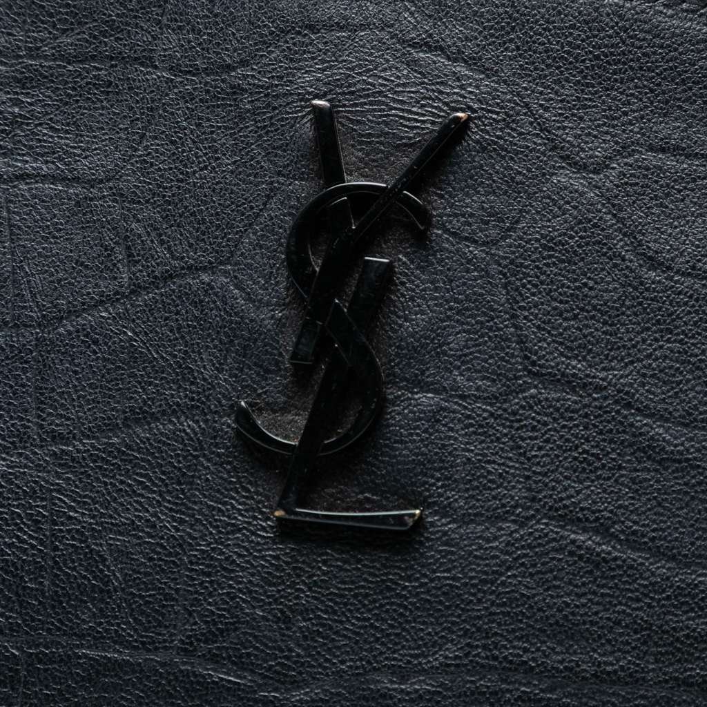 Saint Laurent Croc Embossed Monogram Zip Pouch - Side view