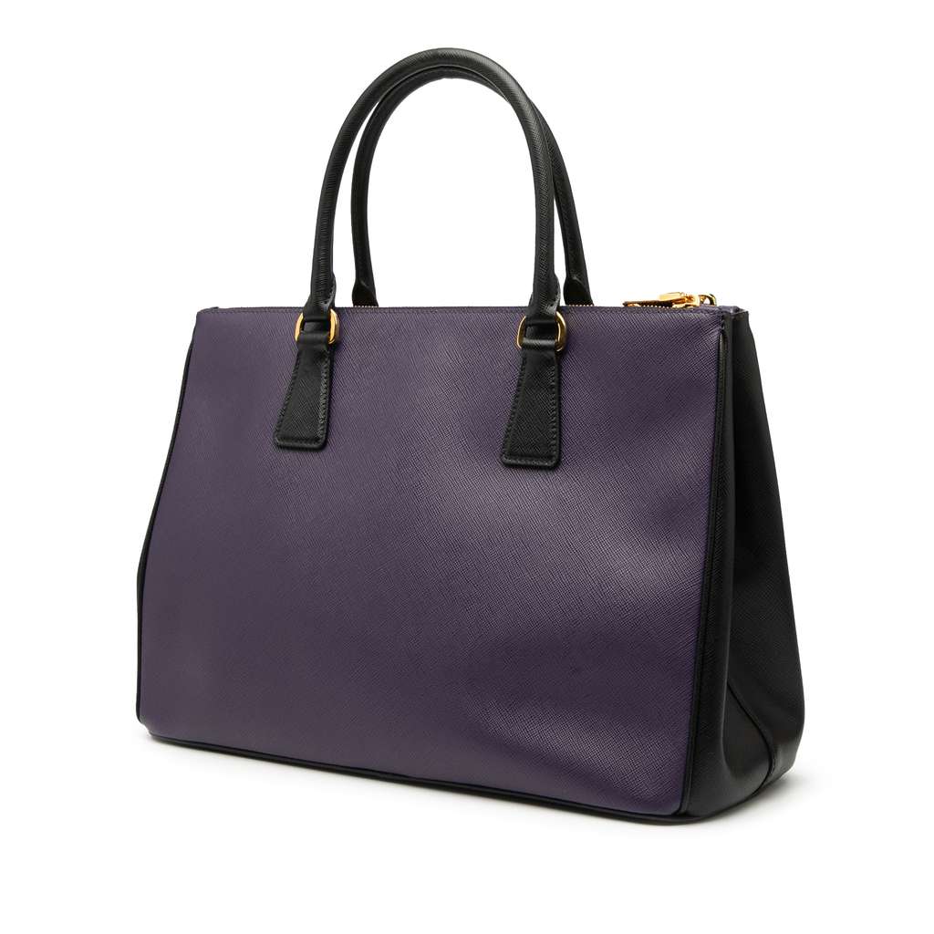 Prada Medium Bicolor Saffiano Lux Galleria Double Zip Satchel - Back view