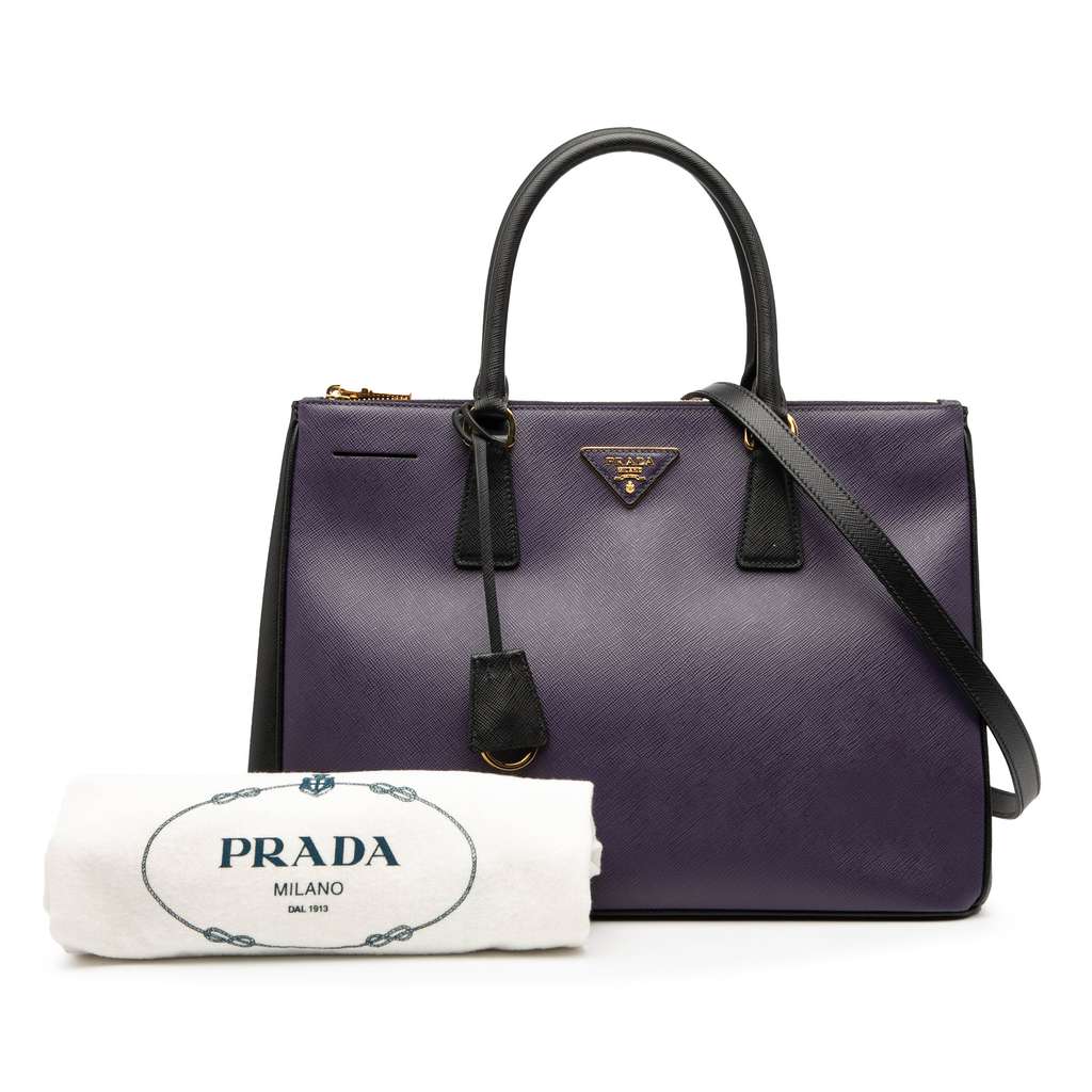 Prada Medium Bicolor Saffiano Lux Galleria Double Zip Satchel - Image 11