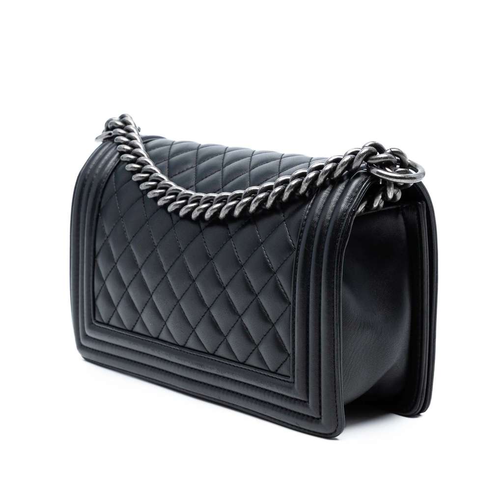 Chanel Old Medium Quilted Lambskin Boy Flap - Back view