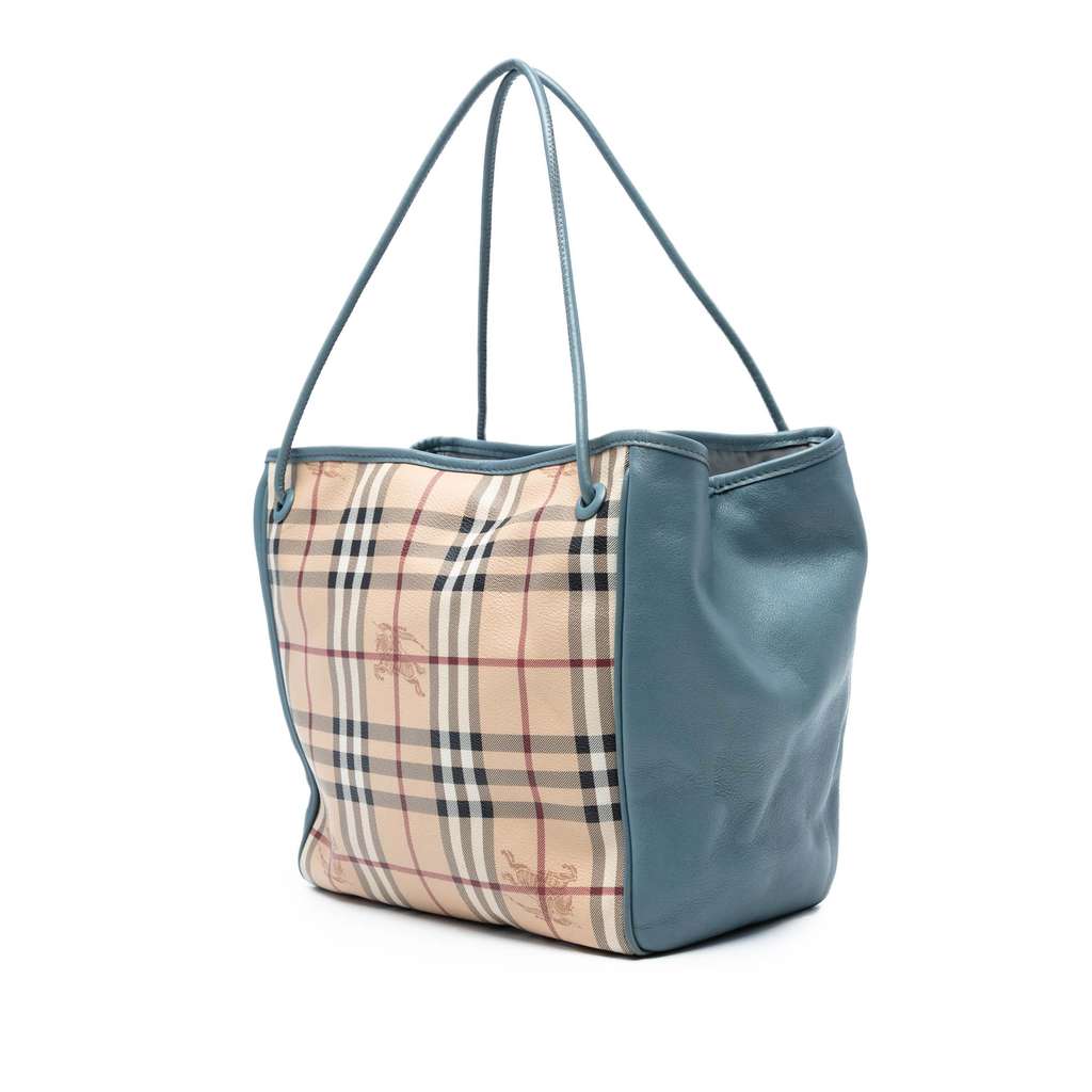 Burberry Small Leather Trimmed Haymarket Check Coated Canvas Canterbury Tote - Back view