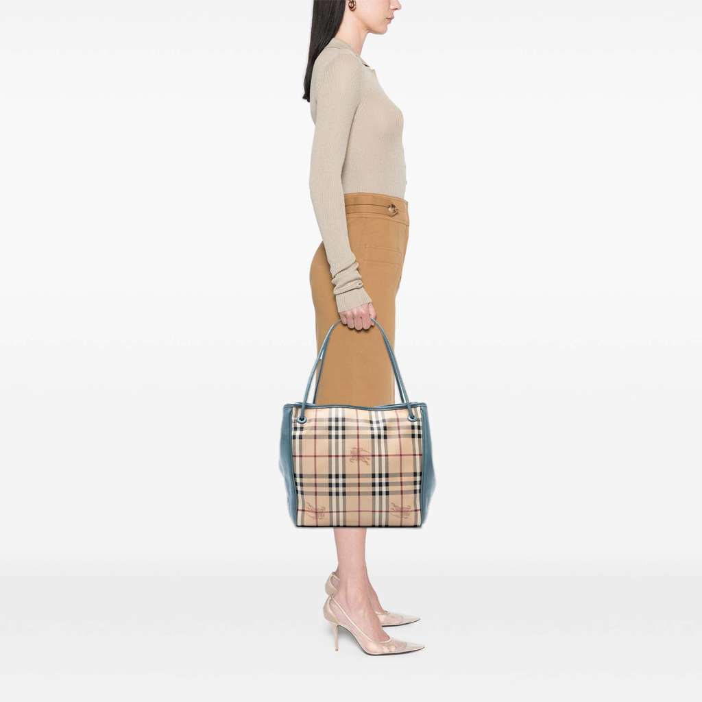 Burberry Small Leather Trimmed Haymarket Check Coated Canvas Canterbury Tote - Detail 2