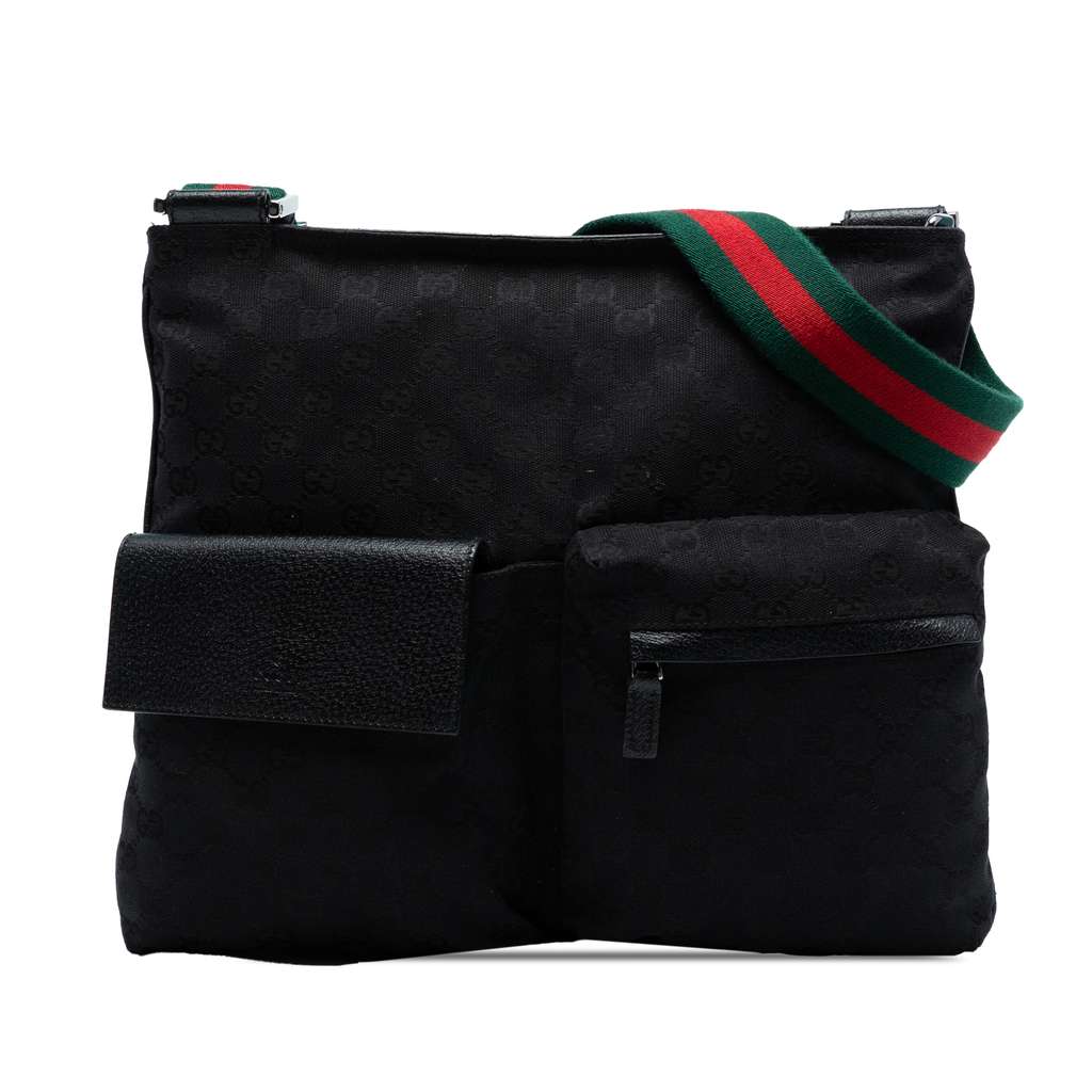 Gucci GG Canvas Web Double Pocket Crossbody