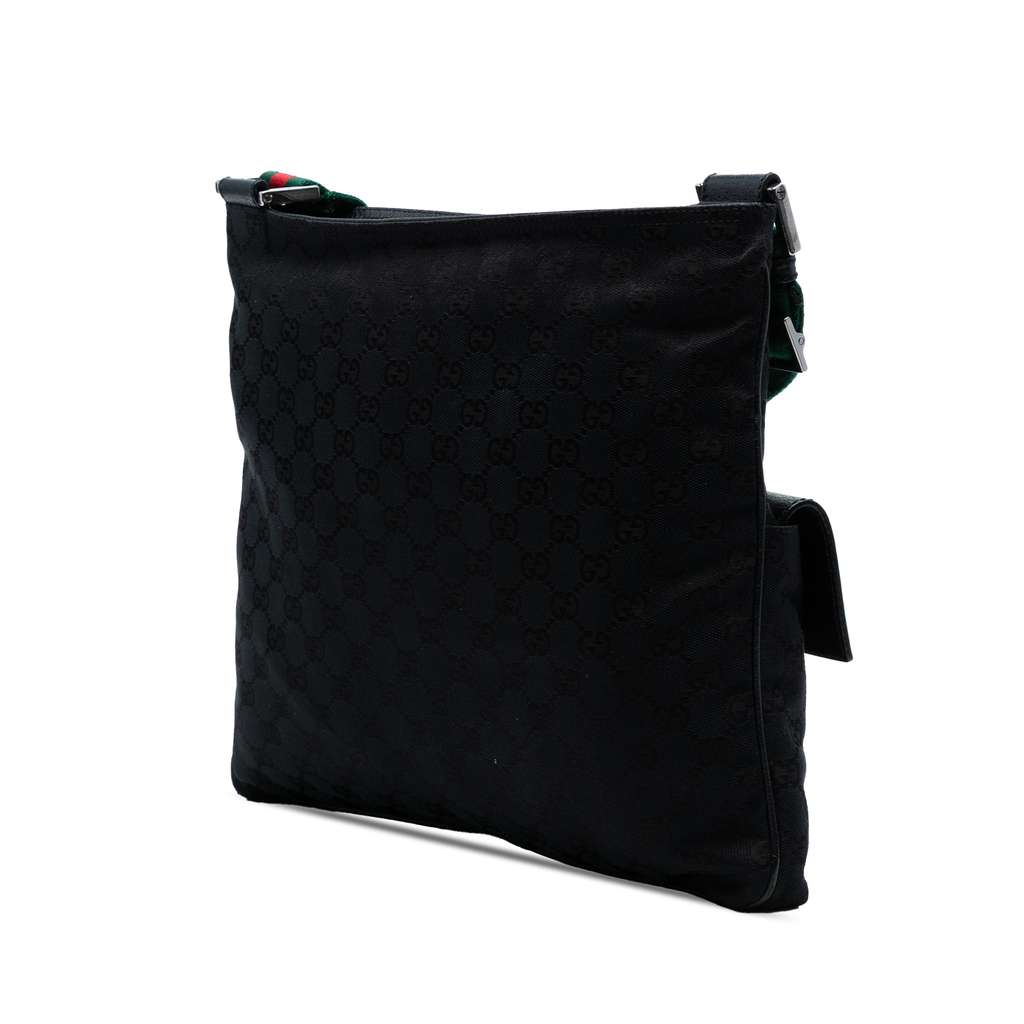 Gucci GG Canvas Web Double Pocket Crossbody - Back view