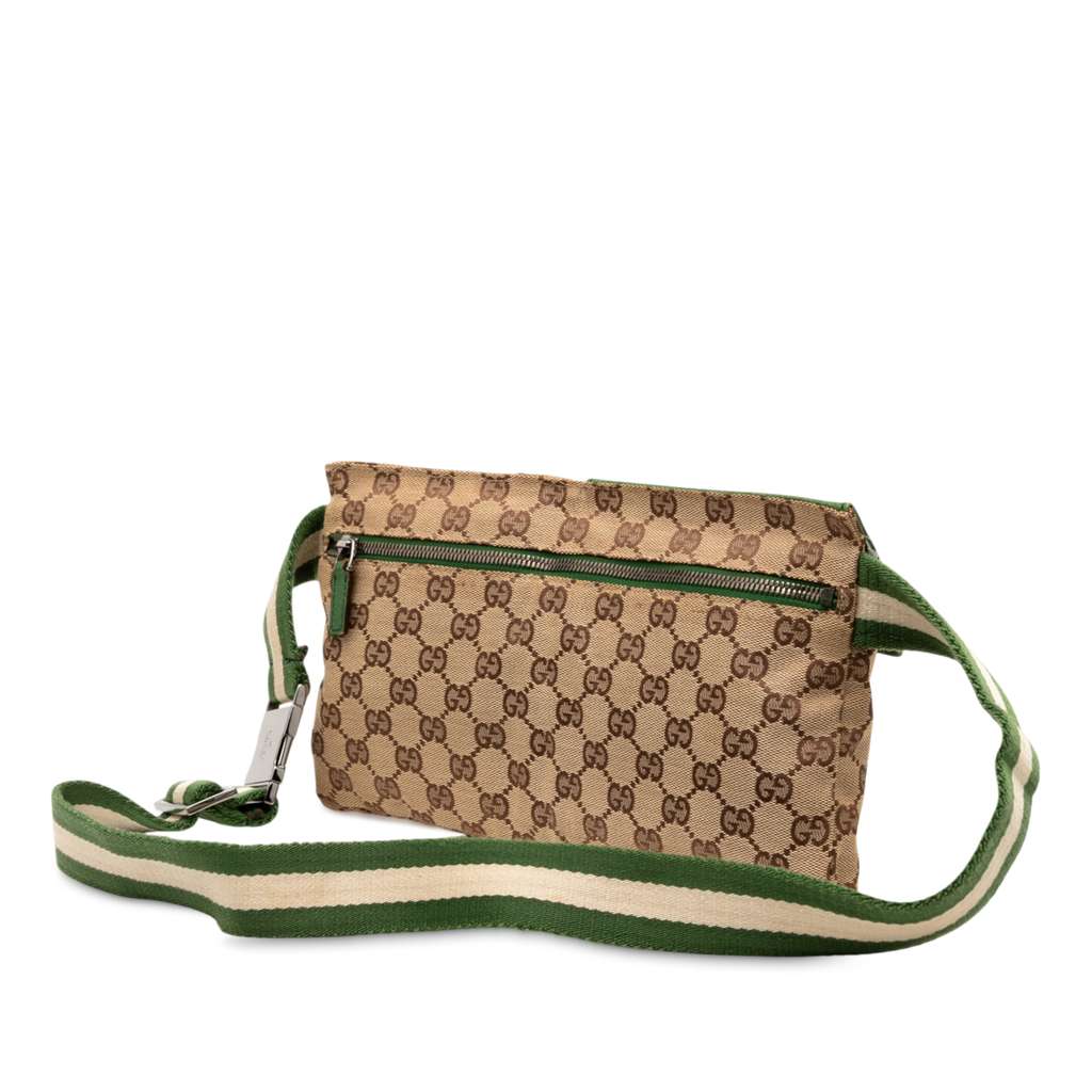 Gucci GG Canvas Web Double Pocket Belt Bag - Back view