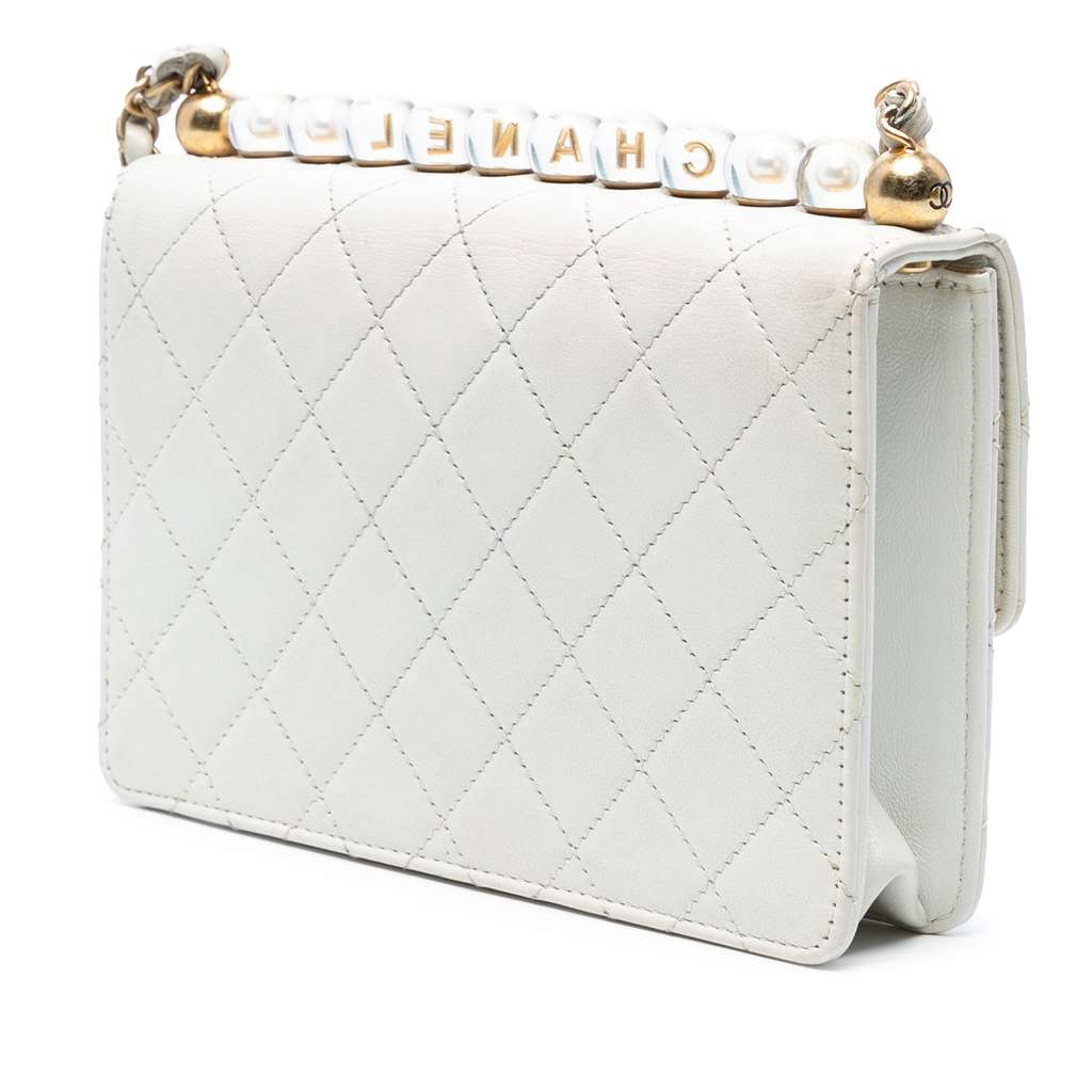 Chanel Medium Lambskin Chic Pearls Flap - Back view