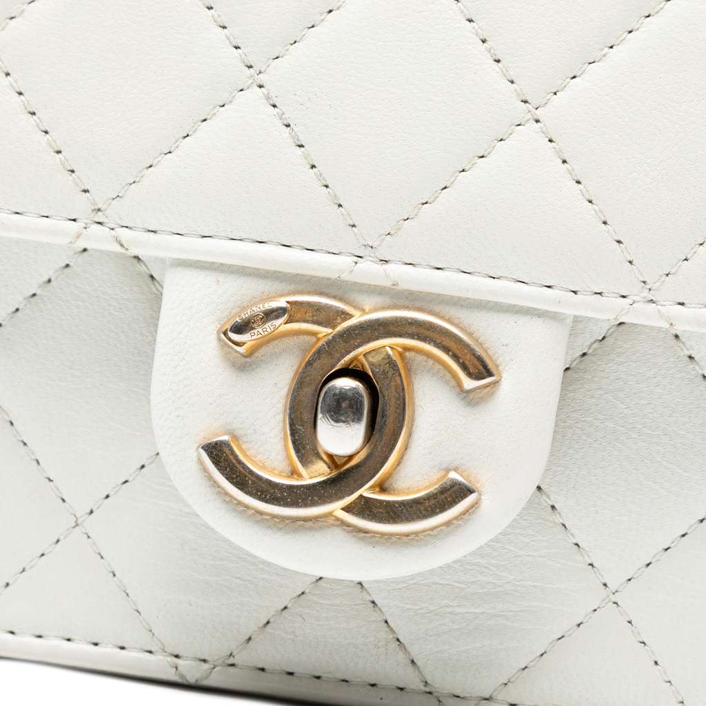 Chanel Medium Lambskin Chic Pearls Flap - Side view