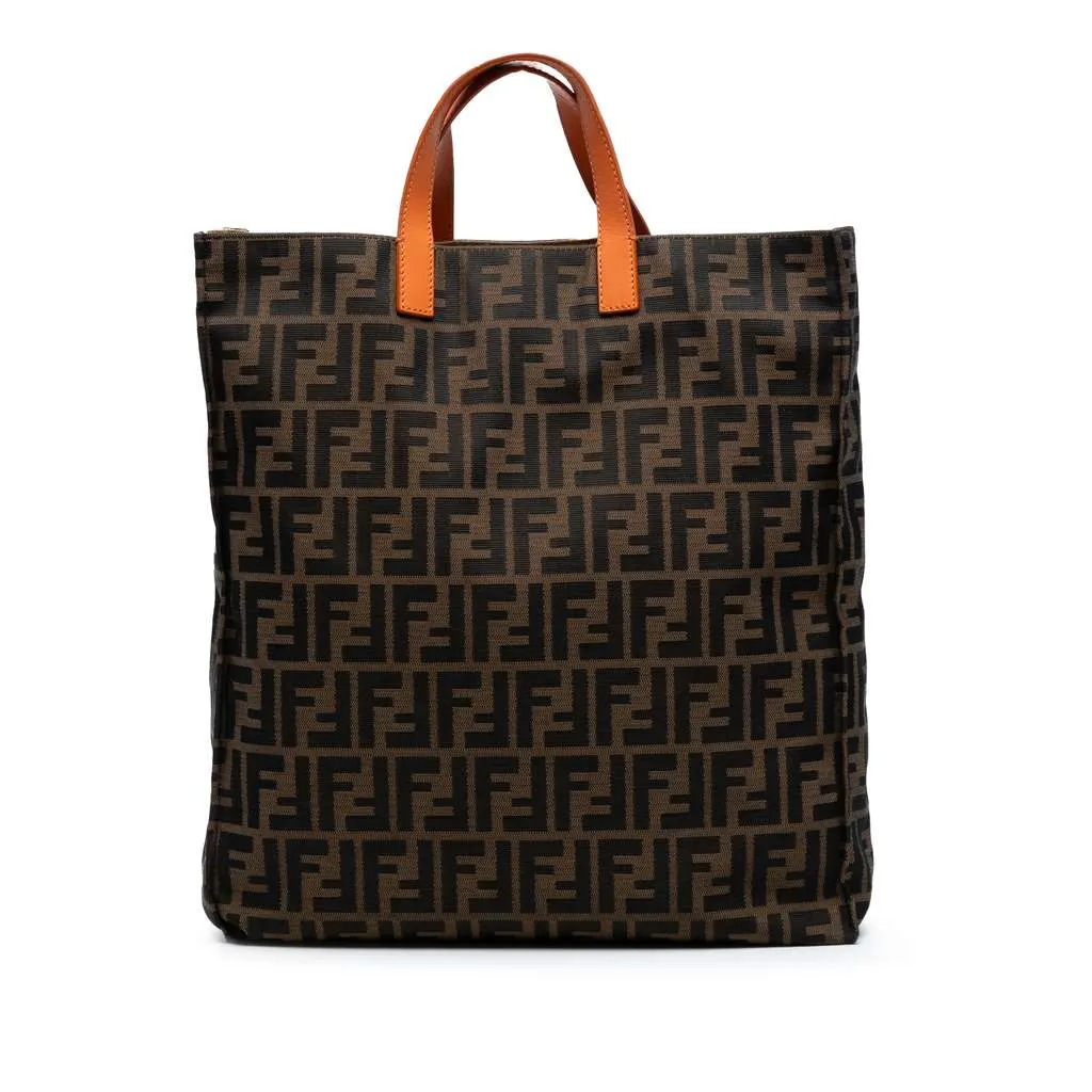 Fendi Zucca Canvas Shopping Tote Brown Canvas Good - Front View