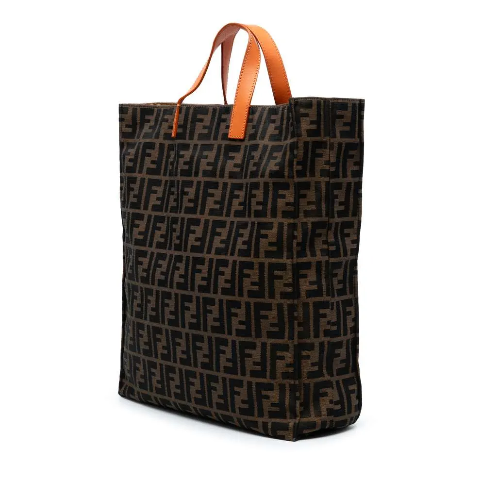 Fendi Zucca Canvas Shopping Tote Brown Canvas Good - Back View