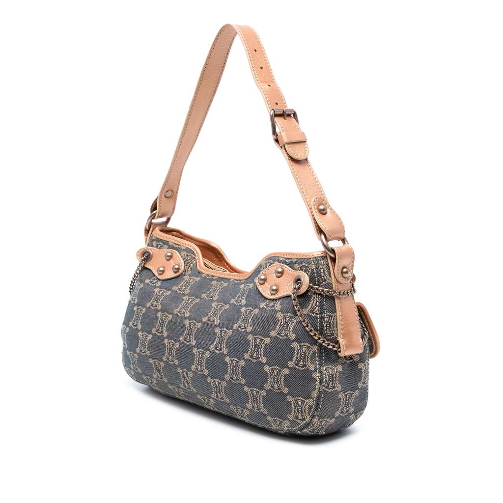 Celine Macadam Denim Shoulder Bag - Back view