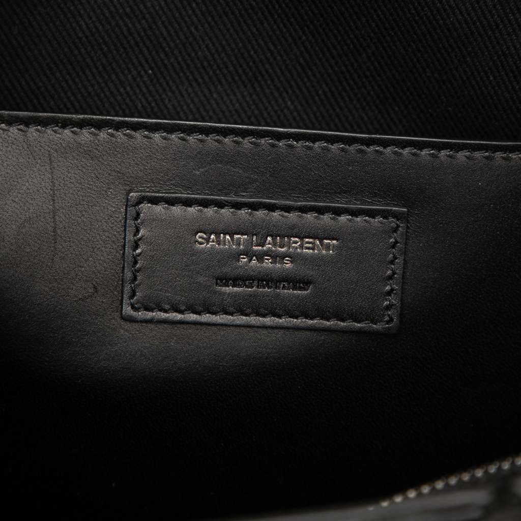 Saint Laurent Small Woven Trimmed Leather Downtown Cabas Satchel - Side view