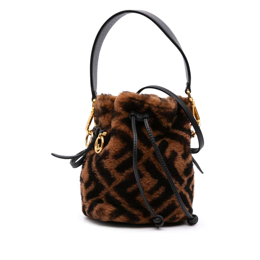 Fendi Mini Zucca Shearling Mon Tresor Bucket Bag