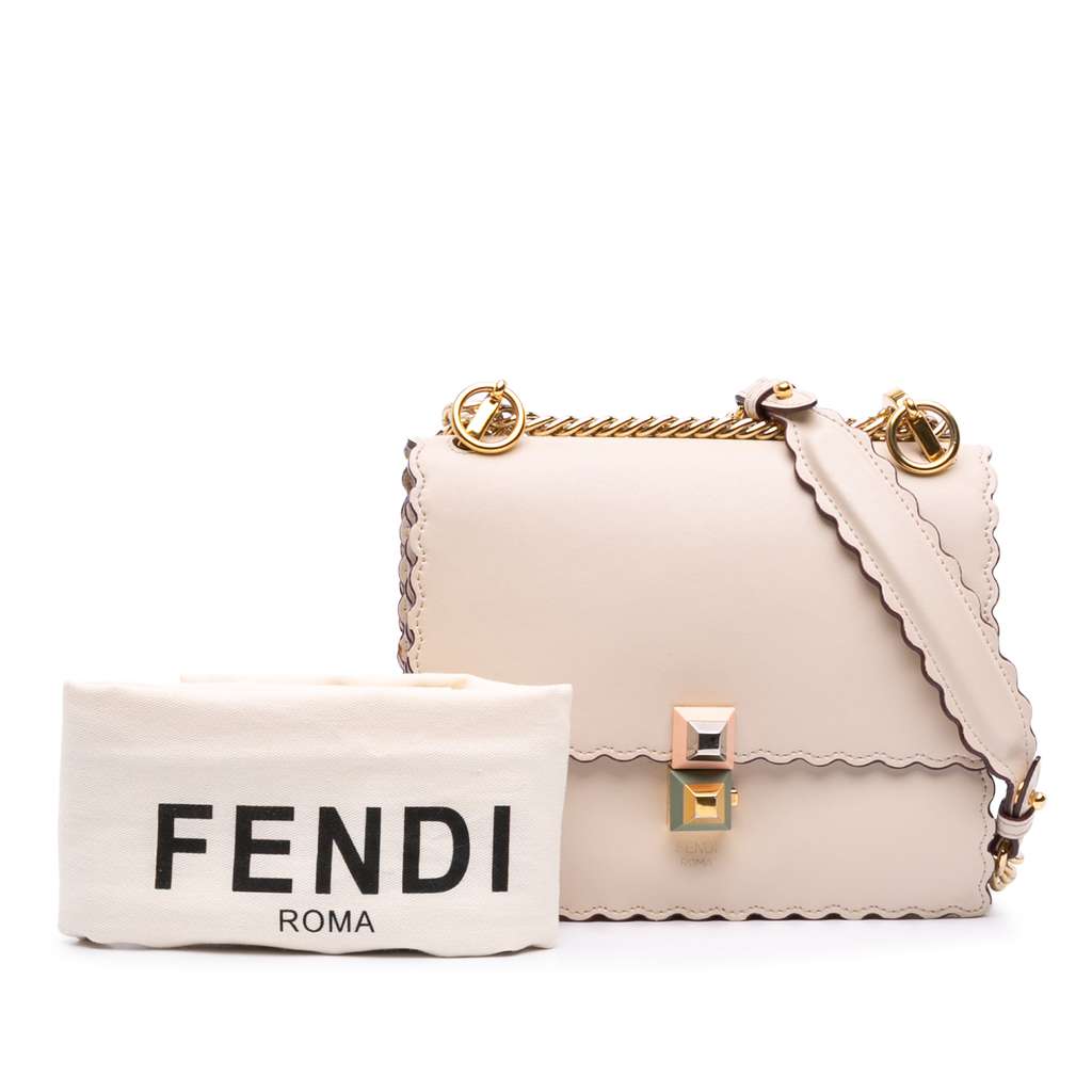 Fendi Small Scalloped Leather Kan I Crossbody - Image 14