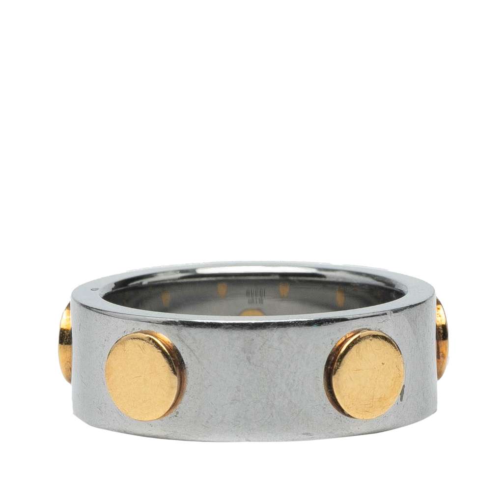 Gucci Stainless Steel and Yellow Gold Plated Combi Ring - Image 6