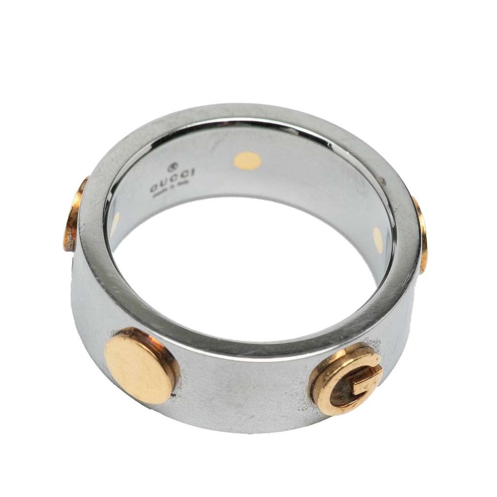 Gucci Stainless Steel and Yellow Gold Plated Combi Ring - Detail 2