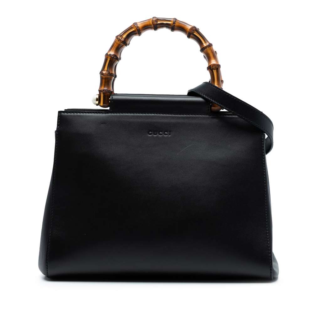 Gucci Small Leather Bamboo Nymphaea Satchel
