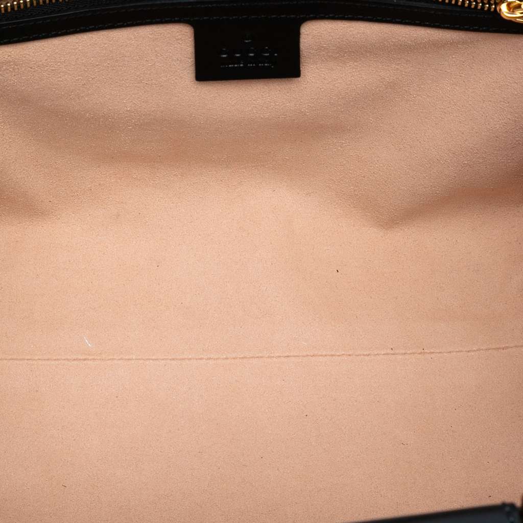 Gucci Small Leather Bamboo Nymphaea Satchel - 4